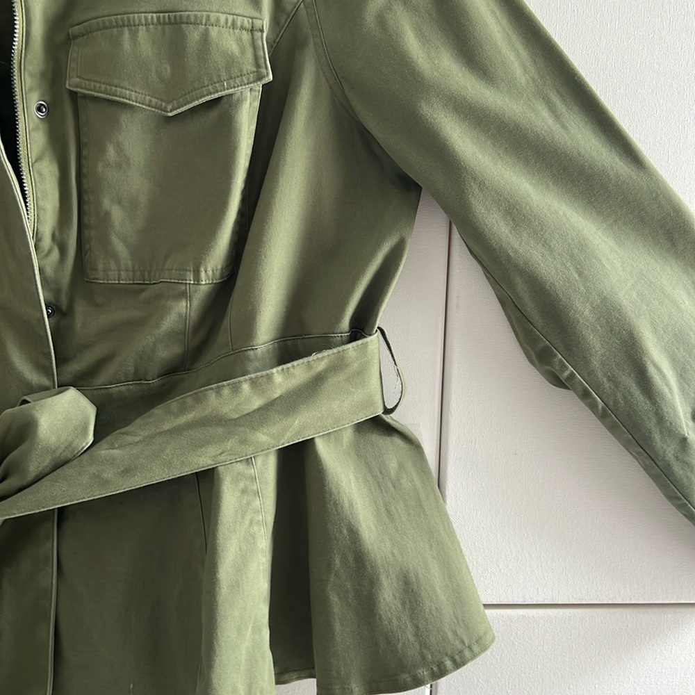 2. Lane Bryant Woman’s Jacket with Peplum waist, zip and snap closure, and belt - Picture 14 of 16